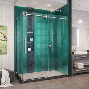 DreamLine Enigma-XO 32 1/2 in. D x 56 3/8-60 3/8 in. W x 76 in. H Frameless Shower Enclosure in Brushed Stainless Steel
