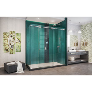 DreamLine Enigma-XO 32 1/2 in. D x 68 3/8-72 3/8 in. W x 76 in. H Frameless Shower Enclosure in Polished Stainless Steel