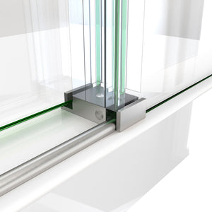 DreamLine Enigma-X 34 1/2 in. D x 48 3/8 in. W x 76 in. H Clear Sliding Shower Enclosure in Brushed Stainless Steel