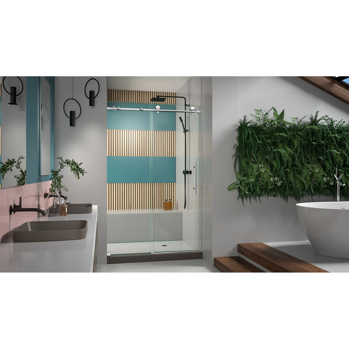 DreamLine Enigma-X 44-48 in. W x 76 in. H Clear Sliding Shower Door in Polished Stainless Steel