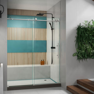 DreamLine Enigma-X 56-60 in. W x 76 in. H Clear Sliding Shower Door in Brushed Stainless Steel