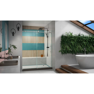 DreamLine Enigma-X 56-60 in. W x 76 in. H Clear Sliding Shower Door in Brushed Stainless Steel