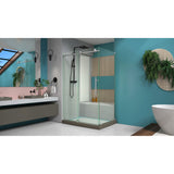 DreamLine Enigma-X 34 1/2 in. D x 48 3/8 in. W x 76 in. H Clear Sliding Shower Enclosure in Brushed Stainless Steel
