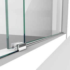 DreamLine Enigma-Z 34 1/2 in. D x 60 3/8 in. W x 76 in. H Fully Frameless Sliding Shower Enclosure in Brushed Stainless Steel