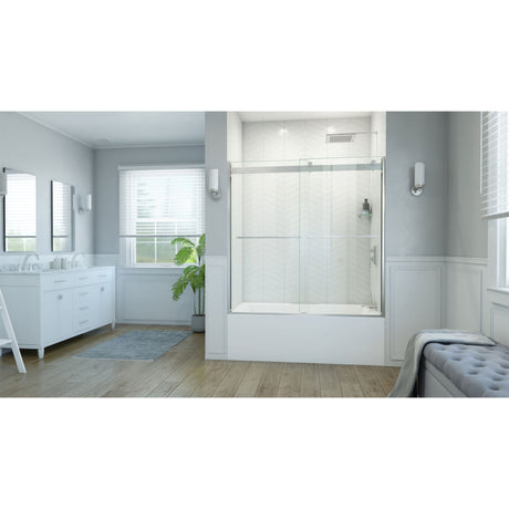 DreamLine Essence-H 56-60 in. W x 60 in. H Semi-Frameless Bypass Tub Door in Brushed Nickel