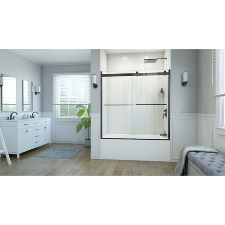 DreamLine Essence-H 56-60 in. W x 60 in. H Semi-Frameless Bypass Tub Door in Satin Black