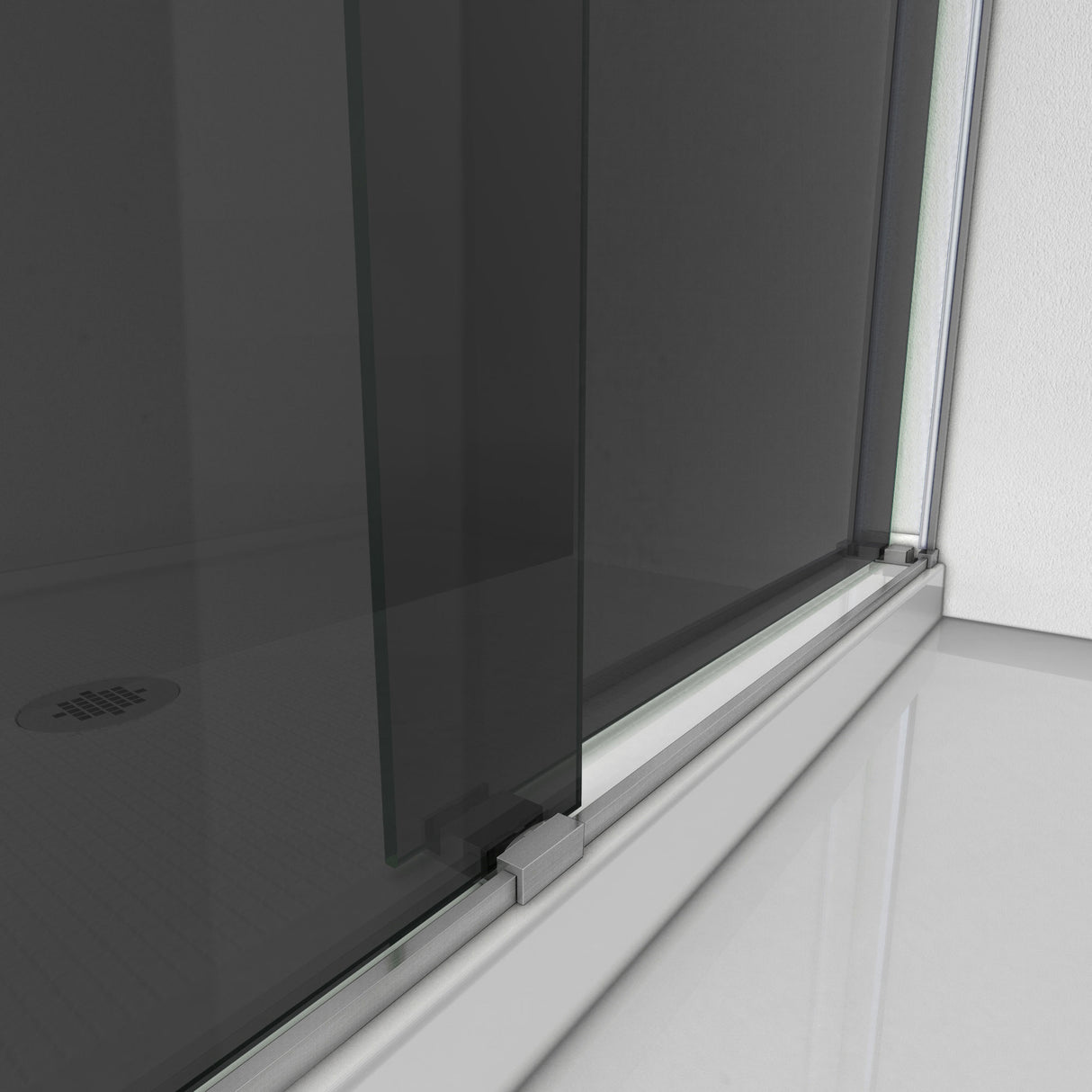 DreamLine Essence 56-60 in. W x 76 in. H Frameless Smoke Gray Glass Bypass Shower Door in Brushed Nickel