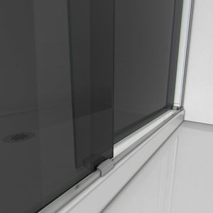 DreamLine Essence 56-60 in. W x 76 in. H Frameless Smoke Gray Glass Bypass Shower Door in Brushed Nickel