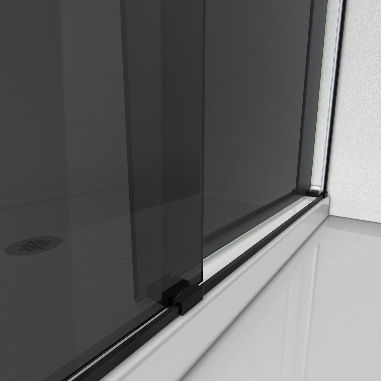 DreamLine Essence 56-60 in. W x 76 in. H Frameless Smoke Gray Glass Bypass Shower Door in Satin Black