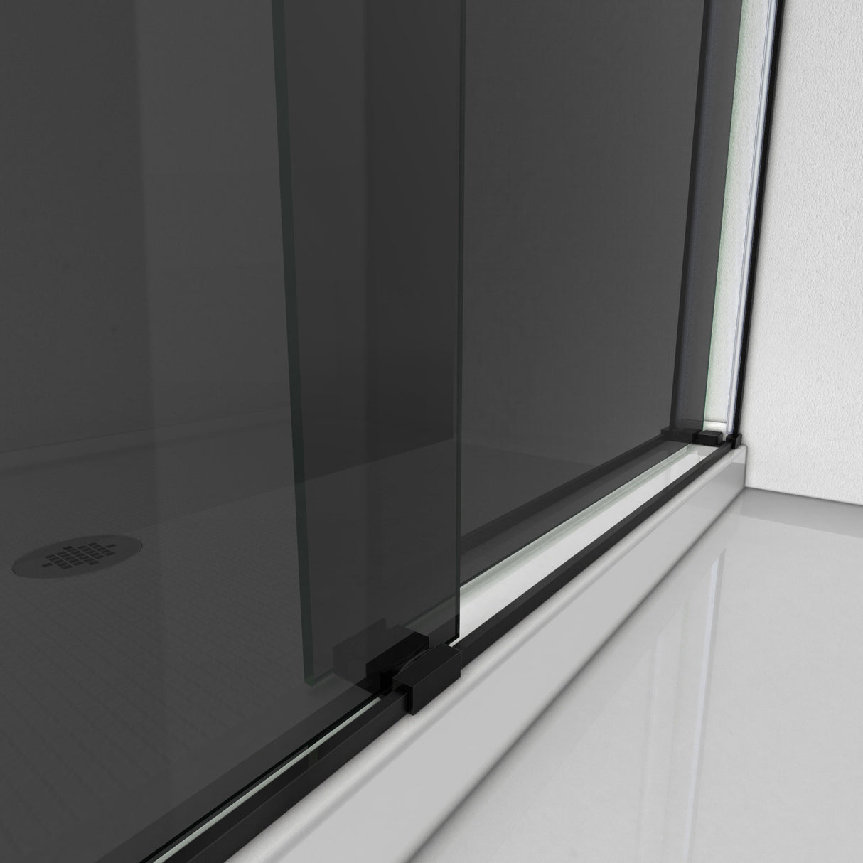 DreamLine Essence 44-48 in. W x 76 in. H Frameless Smoke Gray Glass Bypass Shower Door in Satin Black