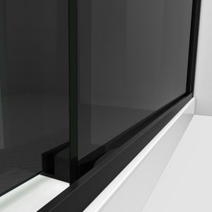 DreamLine Essence-H 56-60 in. W x 76 in. H Semi-Frameless Bypass Shower Door in Satin Black and Gray Glass