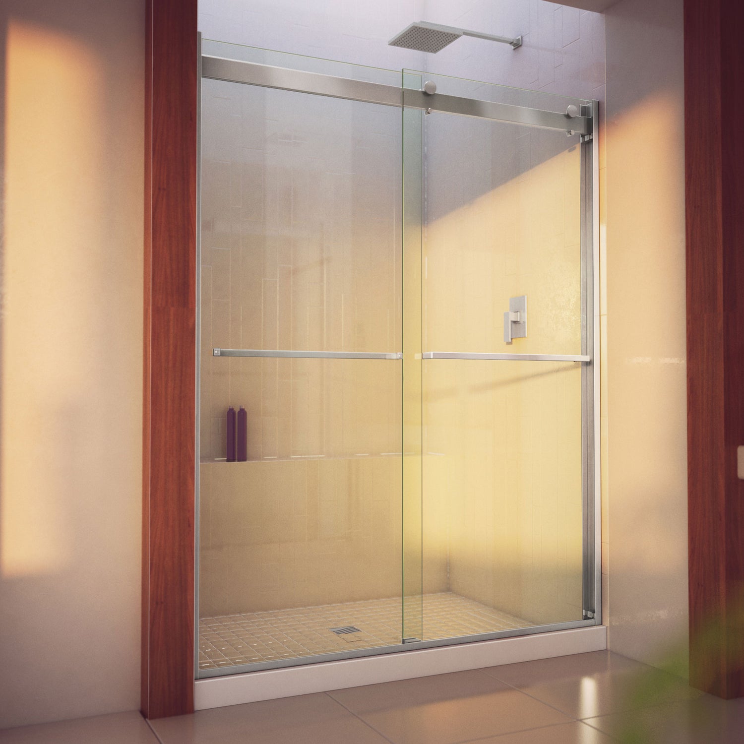 DreamLine Essence-H 56-60 in. W x 76 in. H Semi-Frameless Bypass Shower Door in Brushed Nickel