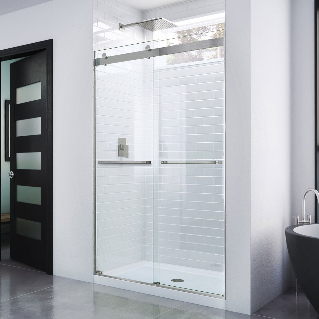 DreamLine Essence 44-48 in. W x 76 in. H Frameless Bypass Shower Door in Brushed Nickel