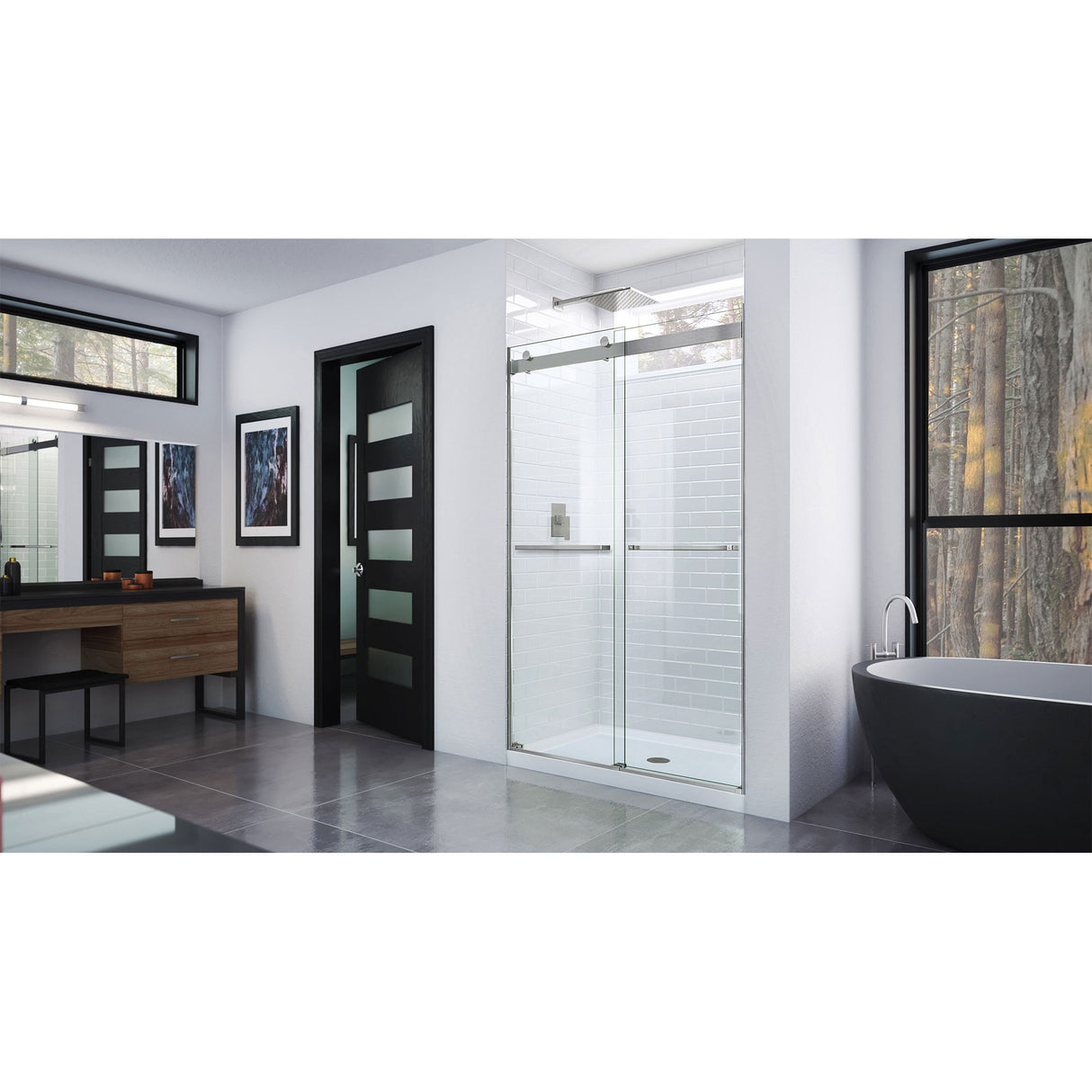 DreamLine Essence 44-48 in. W x 76 in. H Frameless Bypass Shower Door in Brushed Nickel