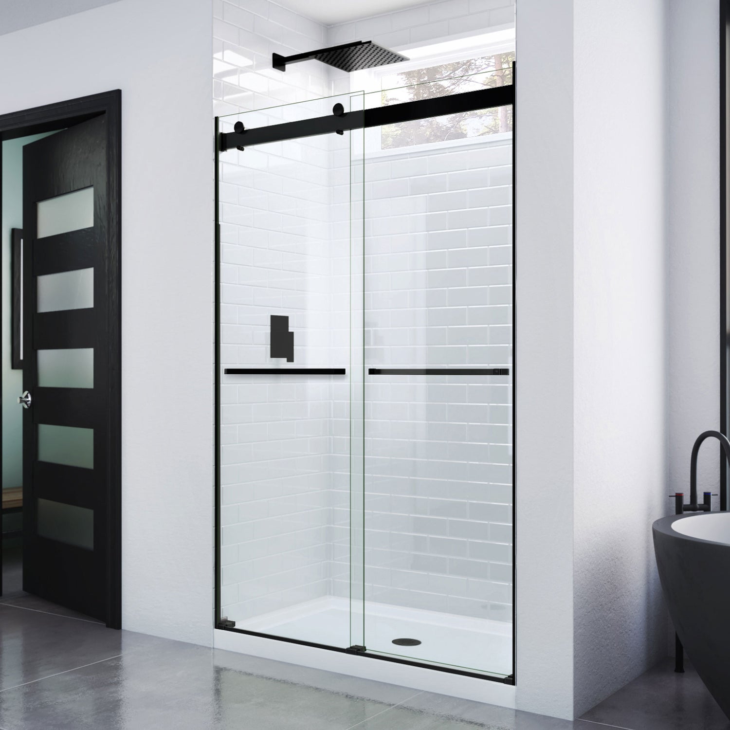 DreamLine Essence 44-48 in. W x 76 in. H Frameless Bypass Shower Door in Satin Black