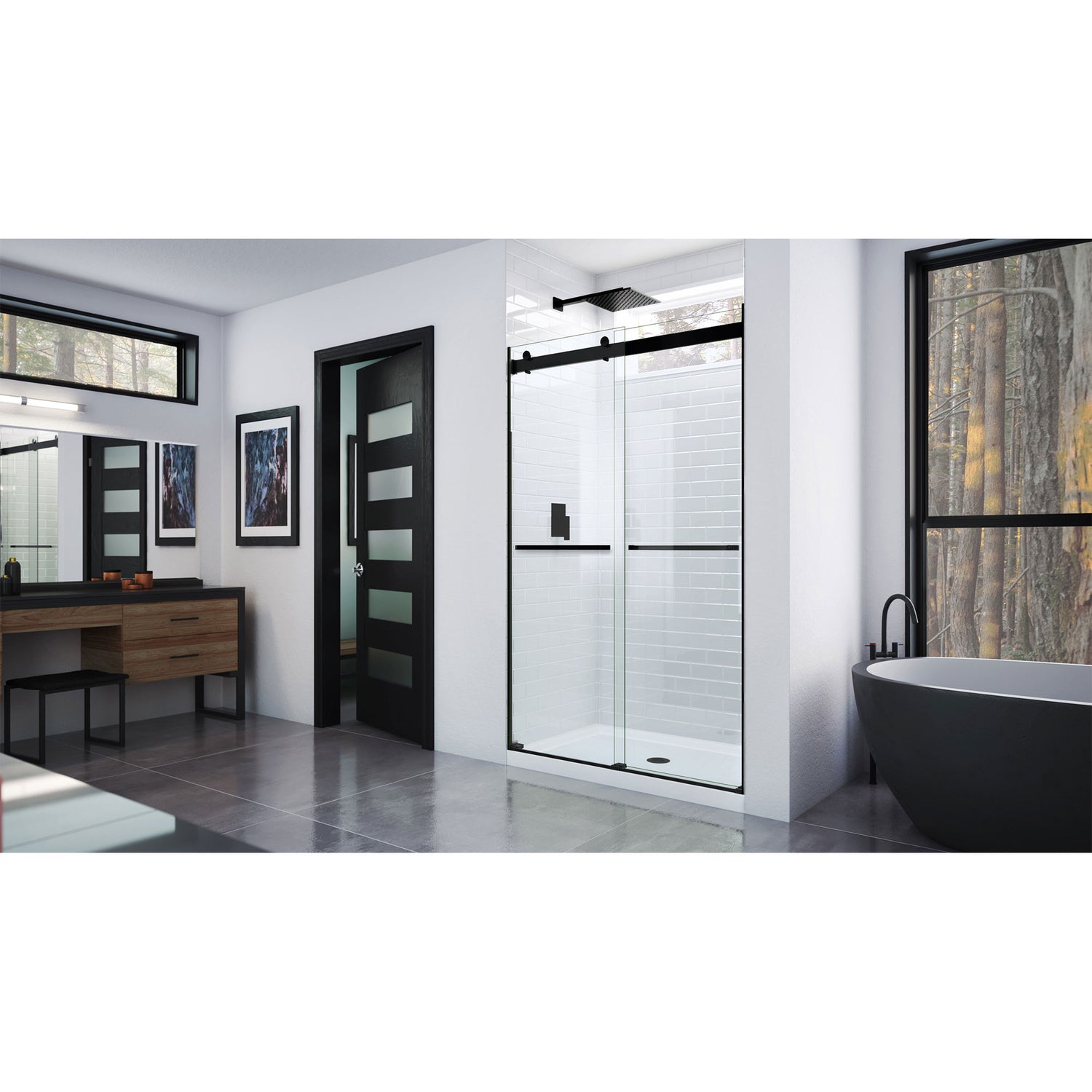 DreamLine Essence 44-48 in. W x 76 in. H Frameless Bypass Shower Door in Satin Black