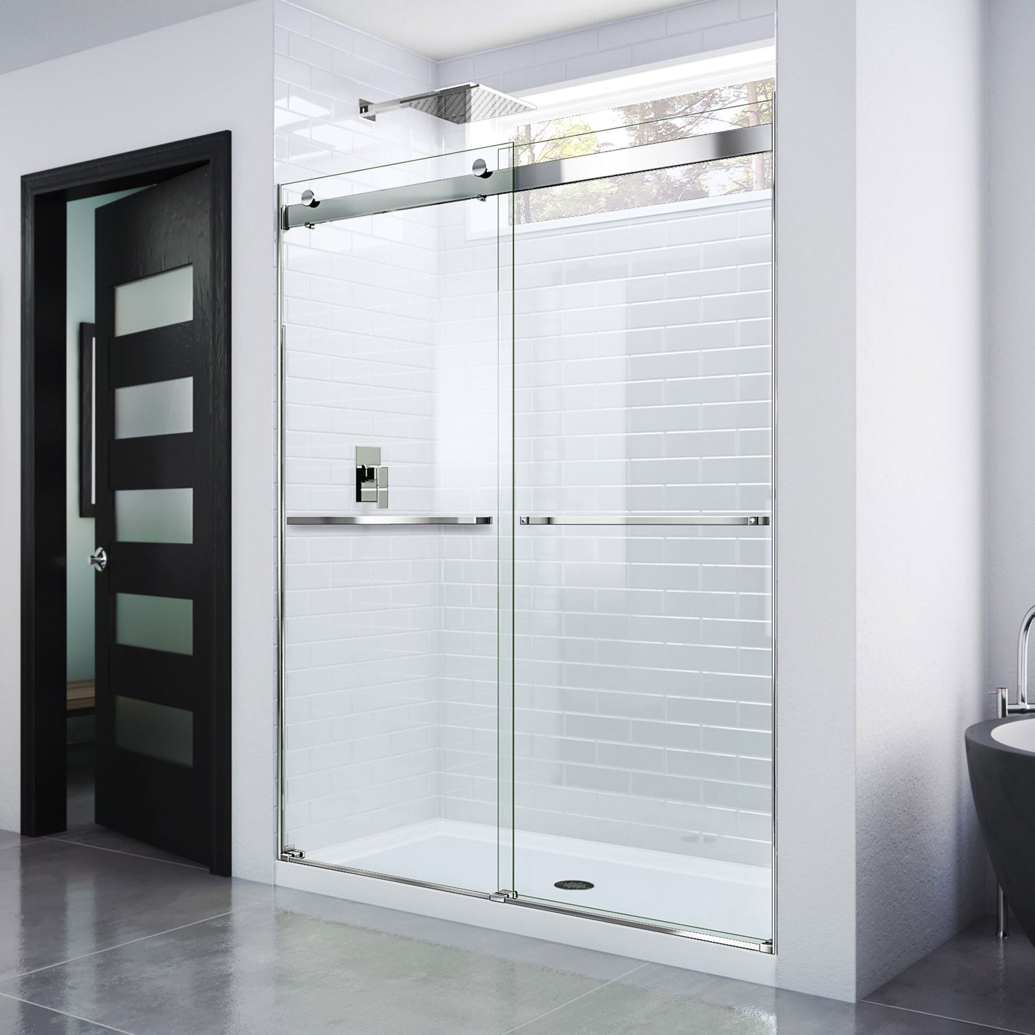 DreamLine Essence 56-60 in. W x 76 in. H Frameless Bypass Shower Door in Chrome