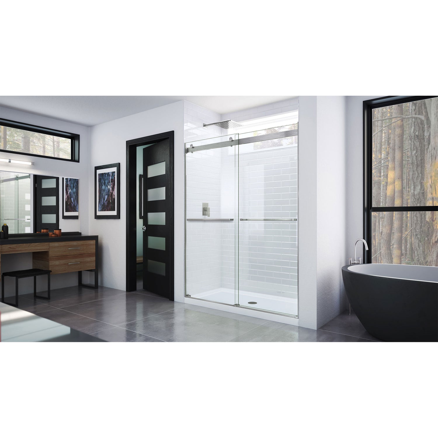 DreamLine Essence 56-60 in. W x 76 in. H Frameless Bypass Shower Door in Brushed Nickel
