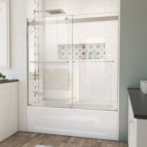 DreamLine Essence 56-60 in. W x 60 in. H Frameless Bypass Tub Door in Brushed Nickel