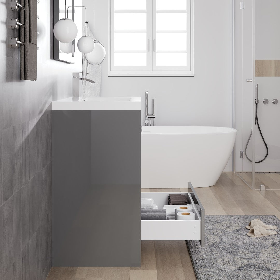 Lugano 30 in. Gray Single Sink Bath Vanity with Acrylic Top and Integrated Sink