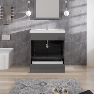 Lugano 30 in. Gray Single Sink Bath Vanity with Acrylic Top and Integrated Sink