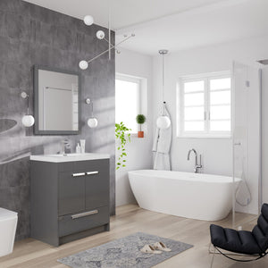 Lugano 30 in. Gray Single Sink Bath Vanity with Acrylic Top and Integrated Sink