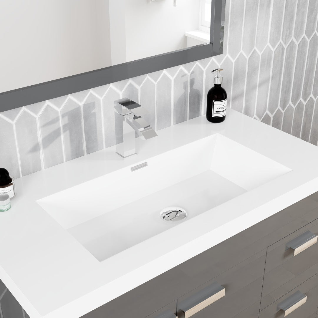 Lugano 36 in. Gray Single Sink Bath Vanity with Acrylic Top and Integrated Sink