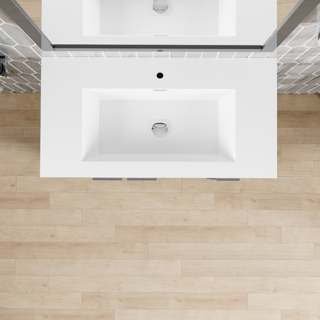 Lugano 36 in. Gray Single Sink Bath Vanity with Acrylic Top and Integrated Sink