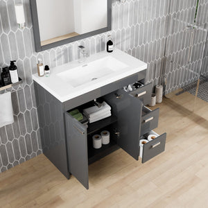 Lugano 36 in. Gray Single Sink Bath Vanity with Acrylic Top and Integrated Sink
