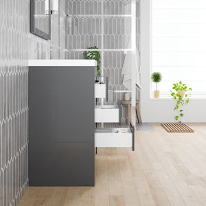 Lugano 36 in. Gray Single Sink Bath Vanity with Acrylic Top and Integrated Sink