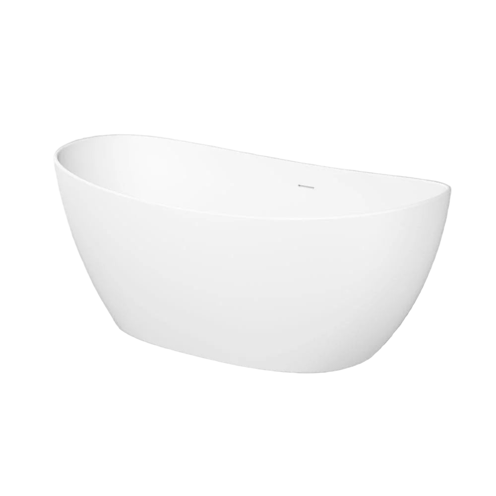 Extra wide stone resin soaking tub with double slipper design