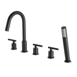 Artos Opera Round 5-Hole Deck Mounted Tub Filler with Hand Shower in Matte Black – F502-10BK