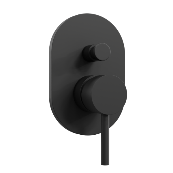 Artos Round Pressure Balance Mixer with Push Button Diverter Trim Kit in Matte Black – F903-7TKBK