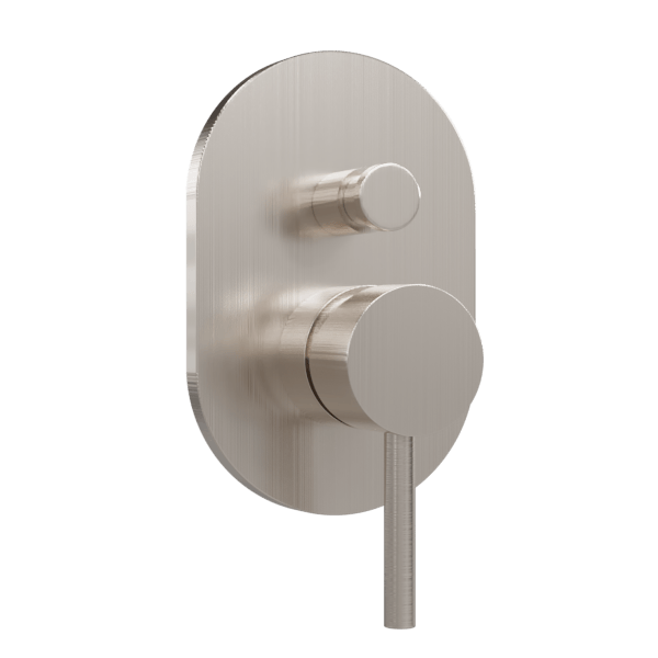 Artos Round Pressure Balance Mixer with Push Button Diverter Trim Kit in Brushed Nickel – F903-7TKBN