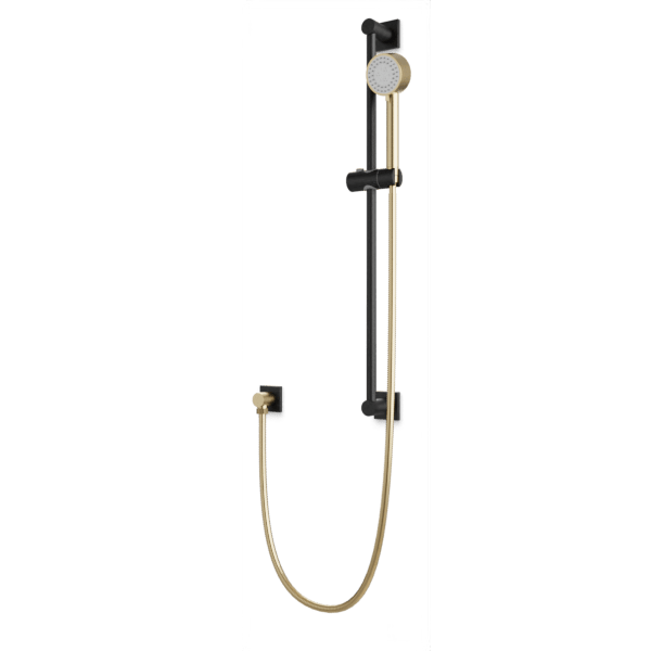 Artos Square + Round Multifunction Flexible Hose Slidebar Kit with Separate Water Outlet in Satin Brass/Matte Black – F907-101SBB