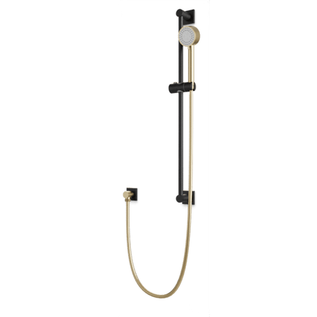 Artos Square + Round Multifunction Flexible Hose Slidebar Kit with Separate Water Outlet in Satin Brass/Matte Black – F907-101SBB