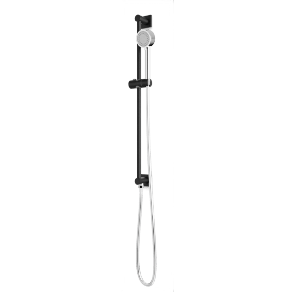 Artos Square + Round Multifunction Flexible Hose Integrated Slidebar Kit in Chrome/Matte Black – F907-102CHB