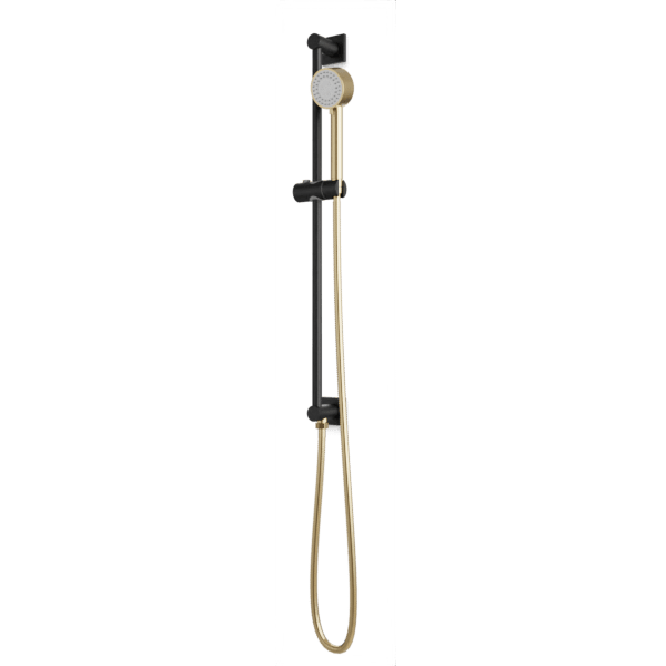 Artos Square + Round Multifunction Flexible Hose Integrated Slidebar Kit in Satin Brass/Matte Black – F907-102SBB
