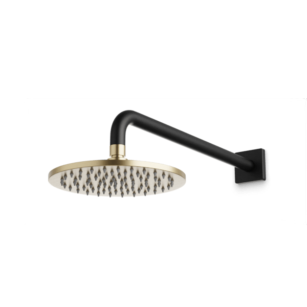 Artos Otella 8" Rain Shower Head on Wall Mount Arm in Satin Brass/Matte Black – F907-32SBB