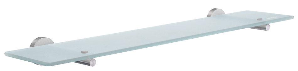 Smedbo Home Bathroom Frosted Glass Shelf with Brackets in Brushed Chrome