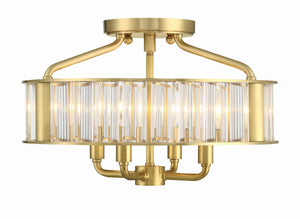 Libby Langdon for Crystorama Farris 4 Light Aged Brass Semi Flush Mount FAR-6000-AG