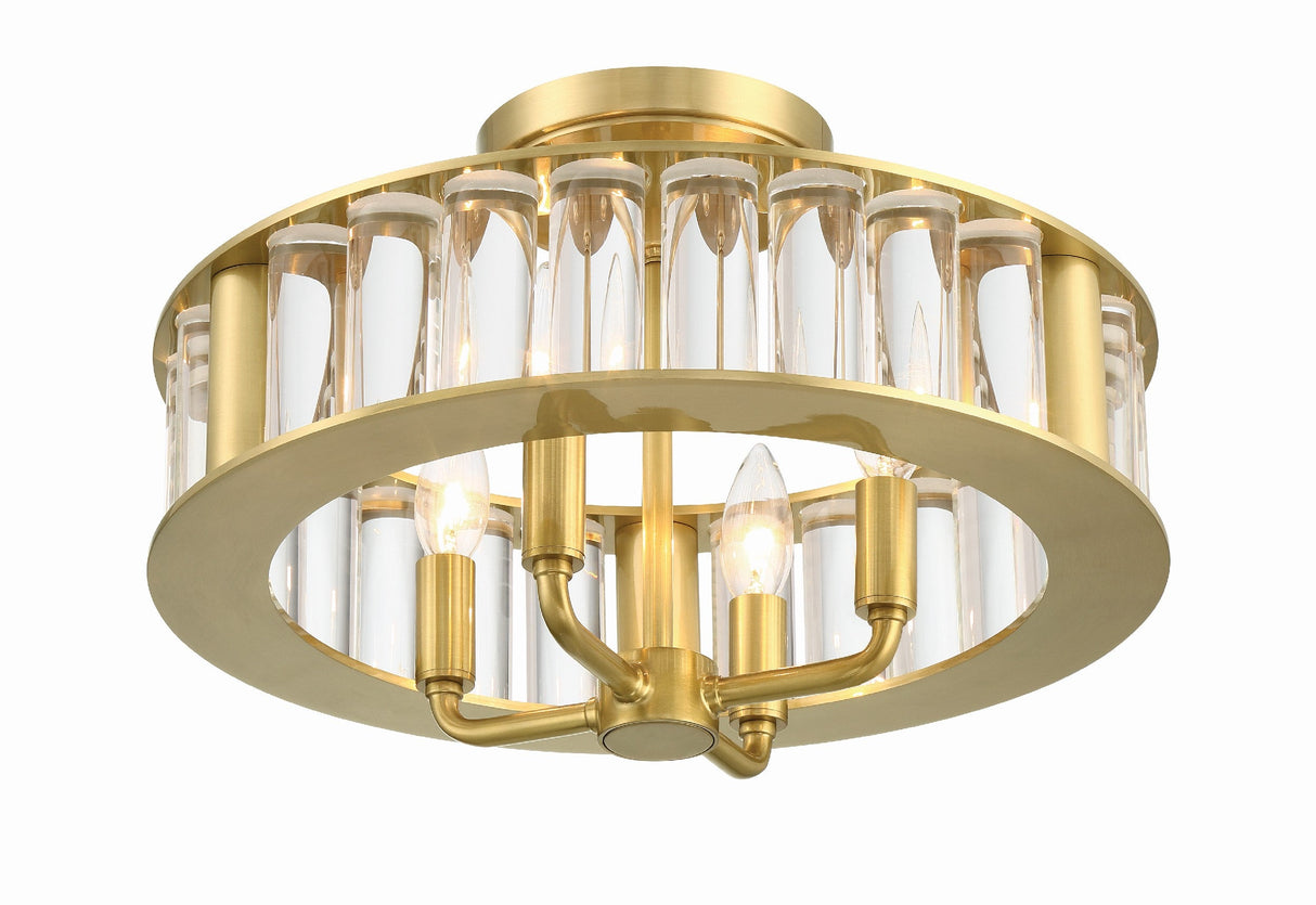 Libby Langdon for Crystorama Farris 4 Light Aged Brass Semi Flush Mount FAR-6000-AG