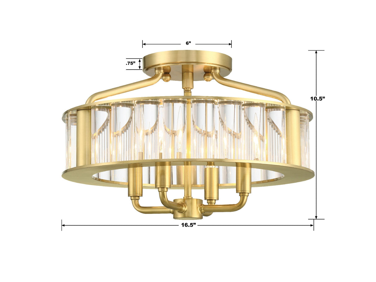 Libby Langdon for Crystorama Farris 4 Light Aged Brass Semi Flush Mount FAR-6000-AG