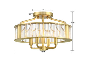 Libby Langdon for Crystorama Farris 4 Light Aged Brass Semi Flush Mount FAR-6000-AG