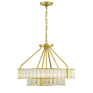 Libby Langdon for Crystorama Farris 6 Light Aged Brass Chandelier FAR-6006-AG