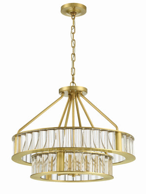 Libby Langdon for Crystorama Farris 6 Light Aged Brass Chandelier FAR-6006-AG
