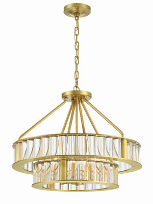Libby Langdon for Crystorama Farris 6 Light Aged Brass Chandelier FAR-6006-AG