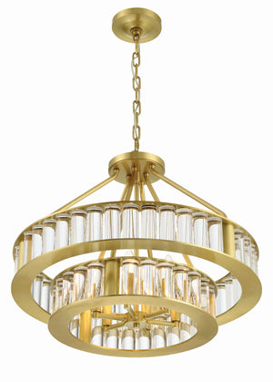 Libby Langdon for Crystorama Farris 6 Light Aged Brass Chandelier FAR-6006-AG