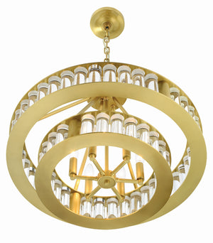 Libby Langdon for Crystorama Farris 6 Light Aged Brass Chandelier FAR-6006-AG