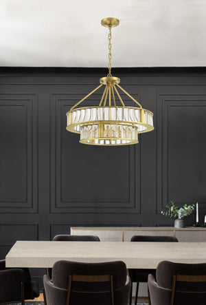 Libby Langdon for Crystorama Farris 6 Light Aged Brass Chandelier FAR-6006-AG